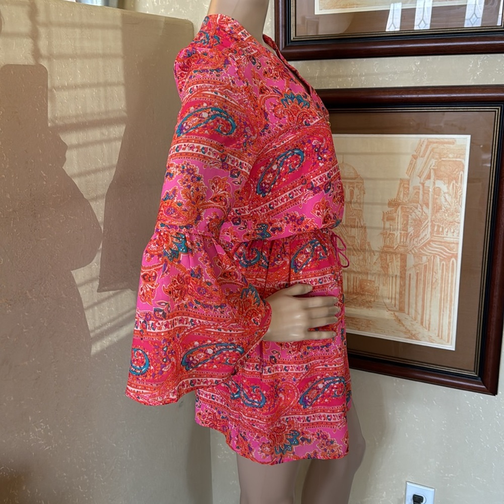 Juicy Couture Hot Pink Paisley Tassel Summer Dress sz M